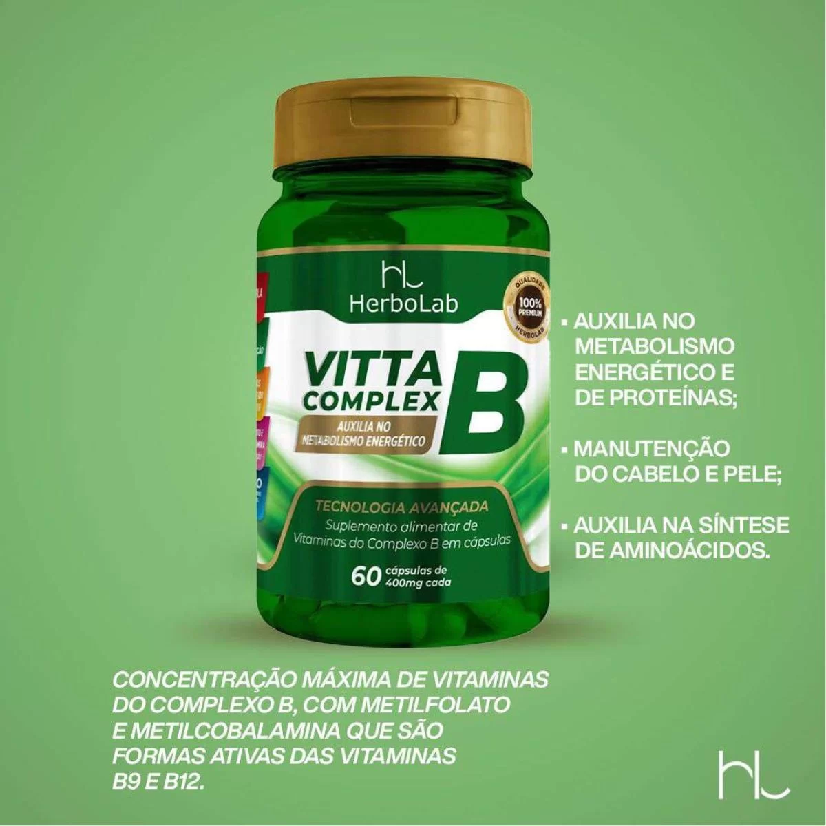 Vitta B complex - Complexo B + Metilfolato + Metilcobalamina image hover