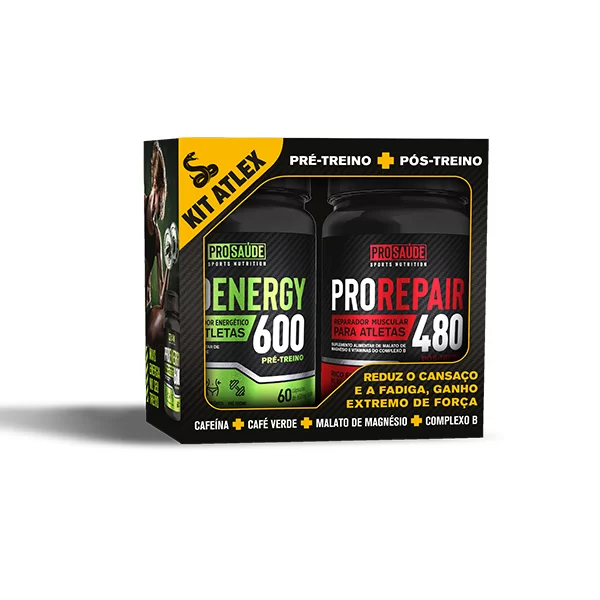 Kit Atlex Prosaude (Proenergy+proreapair) - Pré e Pós Treino image hover
