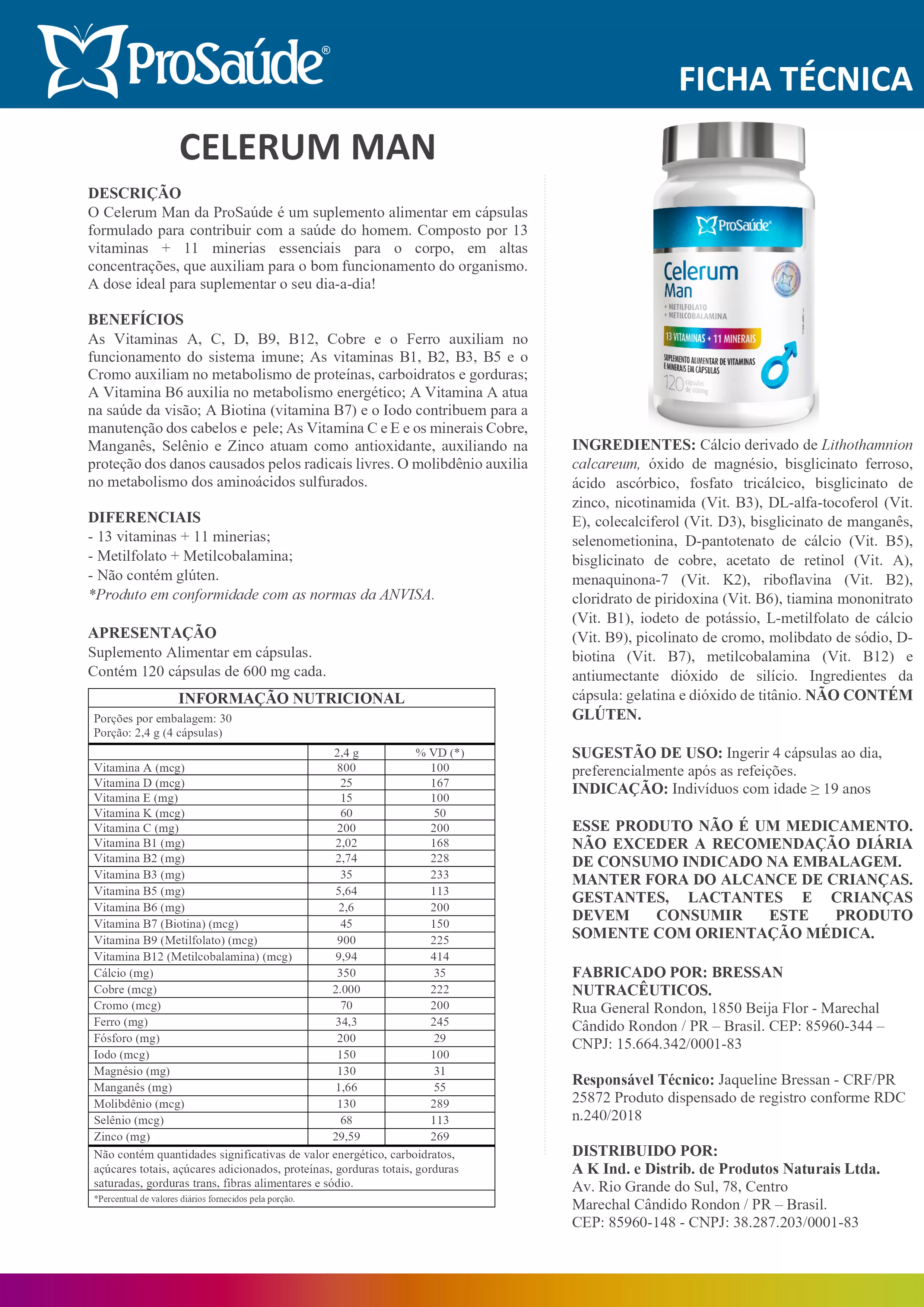 Celerum Man Prosaude - Polivitamínico de A a Z image hover