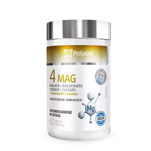 4 Mag (Mal, Bisgl, Citr E Taur) + TREONINA 60 Cps - Prosaude