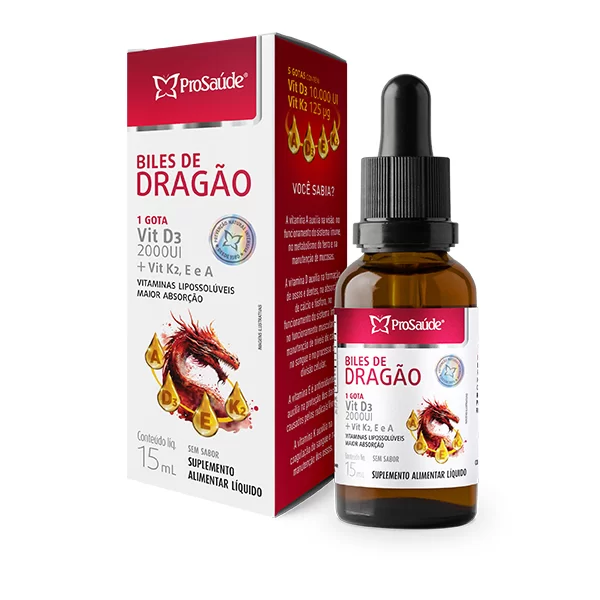 Biles De Dragão PROSAÚDE - vitaminas D + A + E + K em gotas